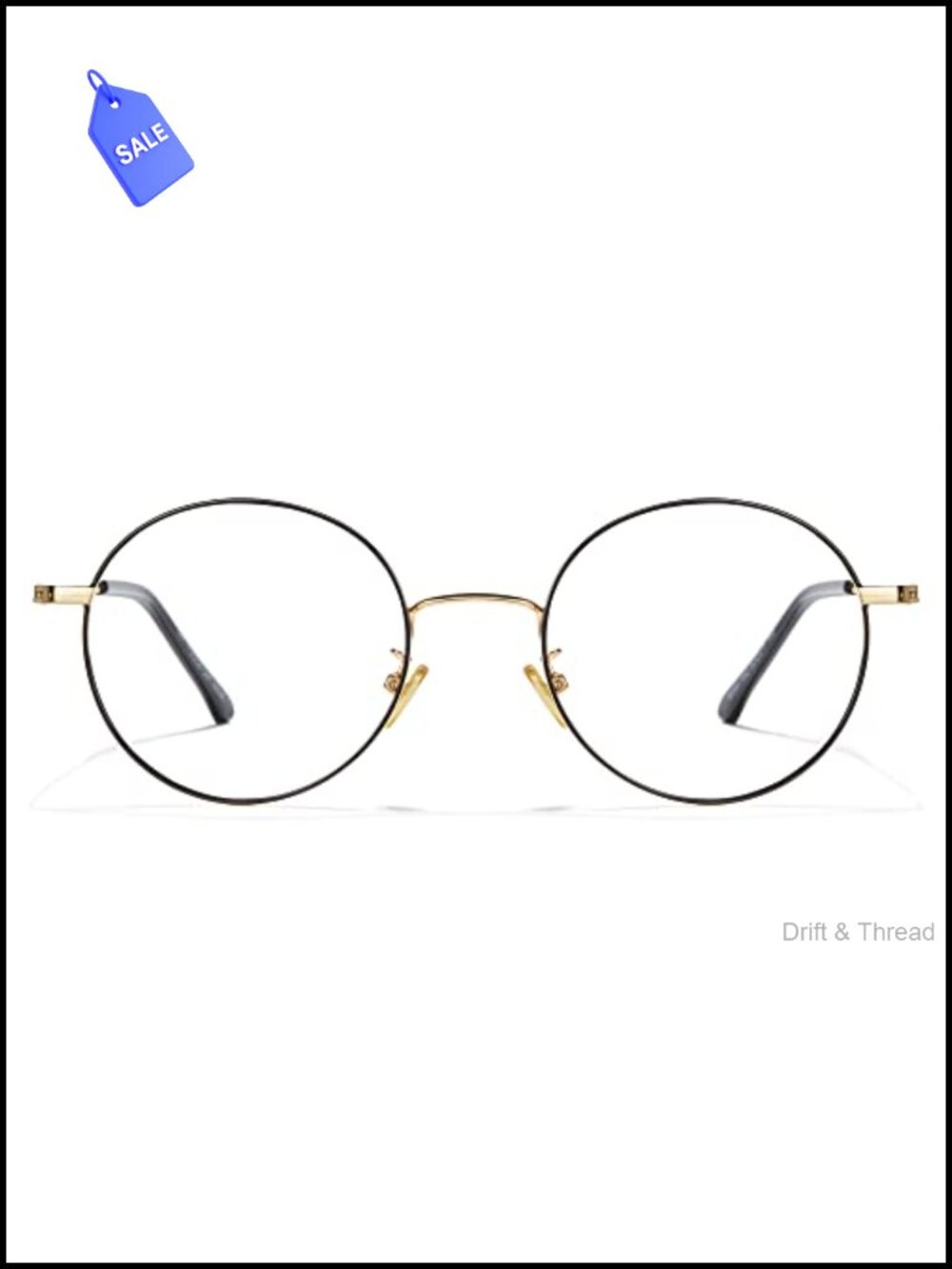 Blue Light Blocking Glasses Retro Round Metal Frame Adjustable Fit Unisex